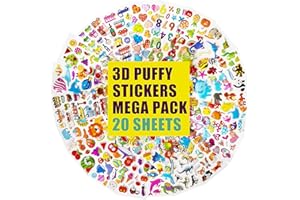 IKWOLETI Gommettes Enfants 2 Ans 3 Ans 4 Ans, 20 Feuilles 3D Gommettes Autocollantes Stickers Enfant 500+ pour Récompenser Scrapbooking, y Compris Voiture, Chiffre, Animaux, Dinosaure, Fruit, Poisson, etc