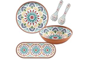 MAJEN Auntie Morags Purely Home Rio Medallion - 4 Piece - Outdoor/Garden/Picnic/BBQ - Plastic/Melamine Entertaining/Dining Serving Set