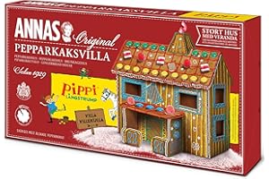 PRINTGREEN! Pippi Langstrumpf Lebkuchenhaus "Villa Kunterbunt"/ Pepperkakshus Original aus Schweden (Bausatz) Original Annas für die Weihnachts- und Adventszeit - Abmessung aufgebaut ca. ca. 15x20x30cm (LxBxH)