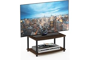 Furinno Turn-N-Tube No Tools 2-Tier Elevated TV Stand, Columbier Walnut/Black