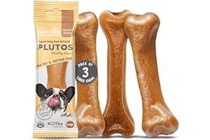 PLUTOS Käse und Huhn Kauknochen für Hunde | Käseknochen Hund aus Käse und Huhn | Langanhaltende Kausnacks für Hunde jeder Größe | Käsestangen | Gesunde Hund Knochen für Zahnpflege und Kauspaß
