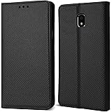 Moozy Cover per Samsung J5 2017, Nero - Custodia a Libro Flip Smart Magnetica con Appoggio e Porta Carte