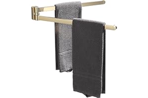 BGL Gold Swivel Towel Rail, Storage Oganizer Space Saving Wall-Mounted Towel Rack Holder Double Swivel Towel Bar for Bathroom