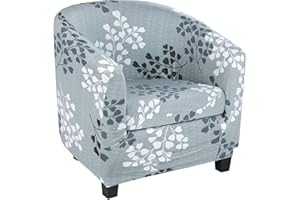 Souarts 2 Piece Tub Chair Slipcover Stretch Armchairs Chair Cover Elastic Jacquard Removable Washable Tub Chair Covers Protectors for Room Living Room Office Reception