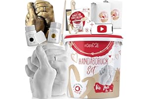 GipsME 3D Handabdruck Set für Paare mit Farben Effekt Bronzeskulptur [ Made in Germany ] Jahrestag Geschenk für Ihn und Sie, Partner Geschenke, personalisierte Geschenke zur Hochzeit Valentinstag