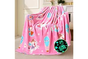 Joiedomi Świecący koc - Fioletowy jednorożec prezent dla dziewczynek w wieku 2, 3, 4, 5, 6, 7, 8, 9, 10, 11, 12 lat, miękki i wygodny koc flanelowy, do dekoracji pokoju