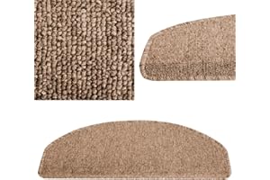 casa pura Stair Carpet Pads - Stair Treads | Adhesive Pads for Home & Office | Polypropylene Stair Mats | London | 15 Piece Set - Semi-Circular (65 x 25 cm) - Beige