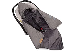 FEROCITY Kocyk do owijania dla niemowląt na jesień zima do samochodu fotelik niemowlęcy fotelik dla noworodka 0-9 miesięcy wymiary 85 x 122 cm kolor szary len [157]