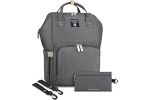 POMELO BEST Zaino Mamma Multifunzione Neonato Cambio Bambino Impermeabile Borsa Pesseggino Universale Oxford Grande capacità con Materassino fasciatoio 2 tasche isolanti bottiglia Viaggiare papà, Grigio Neutro