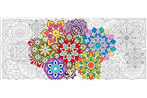 WATINC Póster de mandala gigante para colorear, pósteres clásicos de mandala, flores gigantes, decoración de pared para niños, manualidades, adultos, suministros de fiesta relajante
