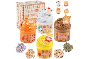 OKAYBEE 4er-Pack Food Butter Slime, Schleim Set für Mädchen & Jungen 8–12 Jahren, Slime Partygeschenke für Kinder, Sensorisches Spielzeug Schleim für Kinder, Oster Halloween & Weihnachts Geschenke