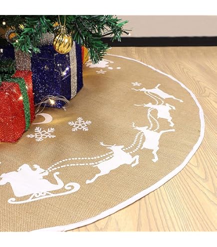Jupe De Sapin De Noël En Flocons De Neige Et Lin - Couverture