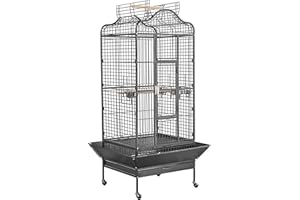 costoffs Extra Large Parrot Cage Open Play top Bird Cage for African Grey Parakeets Cockatiels with Stand Black 160 cm
