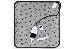 HR Huare Technology Pet Heating Pad, Adjustable Temp With Waterproof And Chew Resistance Cord Dog Cat Heated Pad, Small Footprint Gray, 45X45cm 1Pack