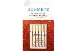 Schmetz Lot de 5 aiguilles pour machine à coudre en cuir (piston plat) 130/705 H-LL Épaisseur 80/12, 90/14, 100/16