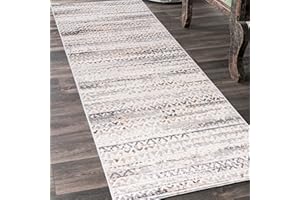 ‎MAZOVIA Mazovia Teppich Läufer Flur - Modern Teppichläufer – Kurzflor, Weich - für Vorzimmer Eingangsbereich Schlafzimmer Küche Korridor - Abstrakt Muster - 80 cm Breite Grau Beige 80 x 400 cm