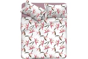 ITALIAN BED LINEN Satin Completo Letto In Raso Matrimoniale Stampato In Digitale, Fucsia, 300x260x2 cm