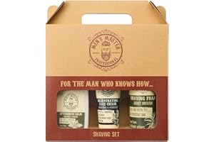 Set de regalo para hombre 3 piezas de Men's Master, Shaving Set, Espuma hidratante de afeitar, Bälsamo para después del afeitado y Crema rejuvenecedora