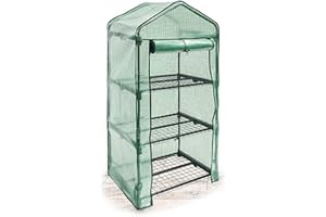 Relaxdays Foliengewächshaus Balkon 125 x 70 x 50 cm HxBxT, 3 Regale Treibhaus, Terrasse Anzuchthaus platzsparend, grün