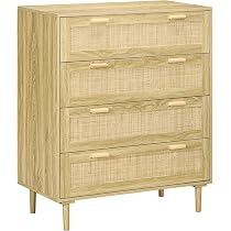 Beliani Comodino Boho 2 Cassetti In Rattan E MDF Nero: Elegante E Funzionale Per Camera Da Letto