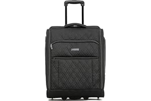 Flight Knight Miękki futerał tekstylny bagaż podręczny inteligentna walizka kabinowa 2 koła do easyJet, Ryanair, British Airways, idealna również do pociągów i autokarów, Czarny mono pikowany, 56x45x25cm, Bagaż podręczny