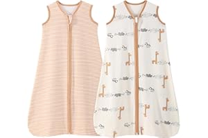 Looxii Śpiwór niemowlęcy 0,5 TOG 100% bawełna, 2 sztuki, miękki śpiworek dla noworodka, unisex, koc do noszenia dla chłopców i dziewcząt, 0-6 miesięcy