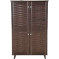 DeckUp Bei 4-Door Engineered Wood Shoe Rack with Wooden Legs (Dark Wenge, Matte Finish)