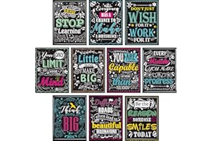Blulu 10 Stücke Motivierend Klassenzimmer Wand Poster Inspirierende Zitate Positiv Poster für Schüler - Pädagogische Lehrer Klassenzimmer Dekorationen 12 x 16 Zoll Karton mit Klebepunkten