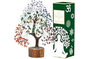 Crocon Figura de árbol de Piedras Preciosas de Siete Chakras Feng Shui Dinero Buena Suerte Cristales curativos Equilibrio Escultura Riqueza Prosperidad Mesa la habitación tamaño de Regalo de 10 a 12