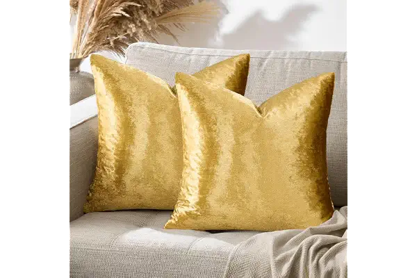 GIGIZAZA Oro De Lujo Terciopelo Almohadon Cubre Caso, Rayas Acento Confortable Funda de Cojin, Mejor Decoración Square Sham Fundas de Almohada para Sofá Sofá Cama Casa Decor 50x50cm Juego de Dos