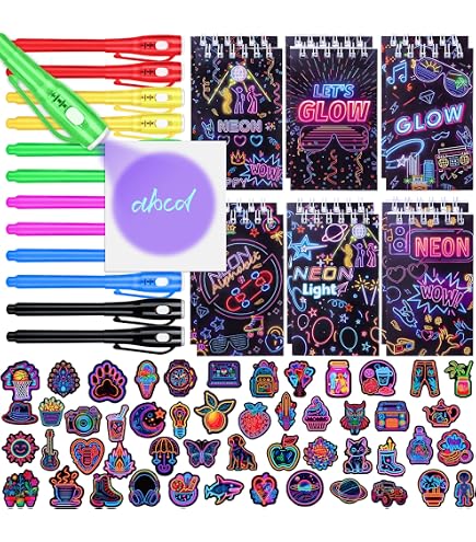 12 UV-Stifte & 12 Notizbücher – Emoji-Party-Geschenke Für Kindergeburtstage & Goodie Bags