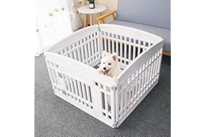 Gupamiga Recinto per Cani Cuccioli da Interno o Esterno, Box per Cani, Gabbia per Cuccioli con Cancelletto, Solido e Smooth, Installazione Semplice, Bianco （90 x 90 x 60.5）