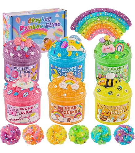 Lot de 8 slimes de 100 ml pour enfants, différentes textures, contient Bingsu Crunchy, beurre, nuage, slime transparent, cadeaux de fête pour filles et garçons, Pâques