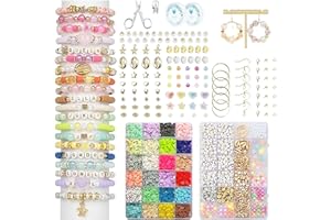 MARIMIYA Set 7200 Perline per Braccialetti Fai da Te, Kit 6mm Colorate con Lettere, Fili Elastici, Ganci e Forbici per Braccialetti, Collane, Orecchini, per Bambina e Adulti