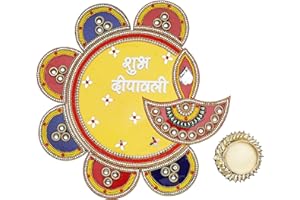 Aditri Creation Shubh Labh Deepawali Floor Rangoli Reusable Large Floor Rangoli Acrylic Rangoli Indian Traditional Home Decor Gift for Home Interior Floor Decor Festival Diwali Decorations (Size:-11")