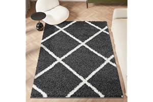 homeart Area Rug - Super Soft Geometric Shaggy Rugs For The Living Rooms, Bedrooms And Kitchen - Modern, Easy To Clean Carpet(Diamond Smoky Grey - 80x150 cm)