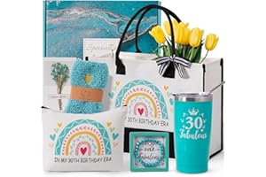YISASHMENT 30th Birthday Gifts for Women,Happy Hamper Box for Her,30 Years Old Pamper Gift Basket,Unique 30th Birth-Day Presents Set Ideas for Mum Best Friends,Bestie,Sister,Wife,coworker w/canvas tote bag