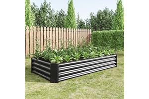 FOUBAM Hochbeet Metall,Hochbeet Garten Pflanzkübel Blumenkasten 180x91x30cm Pflanzkasten Terrassen Gemüsebeet Pflanzbeet Verzinktem Hochbeete für Garten Metall Kaufen Cortenstahl Schwarz