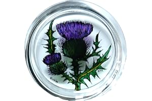 WINGED HEART HENSITA Decorative Hand Printed Stained Glass Paperweight in a Scottish Thistle Design.