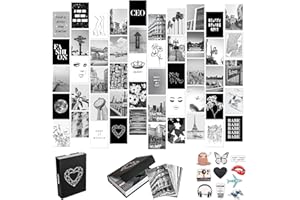 Artivo Black White Aesthetic Picture for Wall Collage 50 set 4x6, City Chic Wall Decor for Teen Girls, Aesthetic Posters, Black Collage Pictures, College Dorm Room Decor, Photo Collection