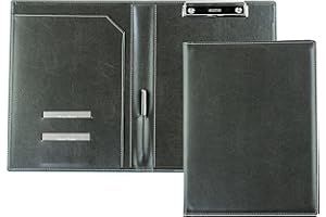 ‎DELMON VARONE - FINE LEATHERGOODS MADE IN GERMANY DELMON VARONE - Klemmbrett Mappe DIN A4 aus veganem Eco Kunstleder Grau - Organizer Klemmbrettmappe mit Blockklemme, Stiftschlaufe & Steckfächer - Klassische Echtleder Business-Mappe