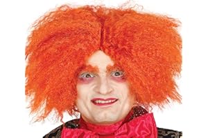 FIESTAS GUIRCA | Peluca de Sombrerero Loco Naranja (Talla Única) - Accesorio de Disfraz para World Book Day y Fiestas Temáticas - Ideal para Hombre Adulto - Inspiración en Cuentos - Naranja