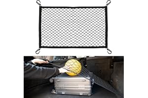 VEHIRIE Red de Maletero 60 x 40 cm Extensible hasta 155 x 120 cm Red Elástica Organizadora con 4 Ganchos ABS para Coches, SUVs y Furgonetas