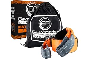 GA GEARAMERICA GearAmerica Mega Tree Saver Winch Strap 4"x10' | Ultra Heavy Duty 45000 lbs (22.5 US Tons) Strength | Triple Reinforced Loops + Protective Sleeves | Emergency Truck Towing | Free Storage Bag + Strap