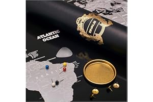 DIVALIS Carte du Monde à Gratter xl - Carte Voyage a Gratter - Carte Grattable Personnalisable - Noir Mappemonde a Gratter - Black and Silver Scratch off World Map Poster - Large Scratchable Travel Map