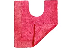ALLURE BATH FASHIONS Allure Heavyweight Reversible Pedestal Toilet Mat, 100% Cotton, Super soft, Washable, Large Size 55cm x 55cm (Hot Pink)