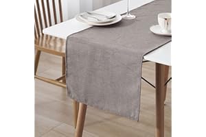 ‎DECOMIRA Decomira Tischläufer wasserabweisend Leinen-Optik | Fleckschutz, abwaschbar | Als Garten-Tischdecke Outdoor für Esstisch | Braun Taupe - 40x180 cm