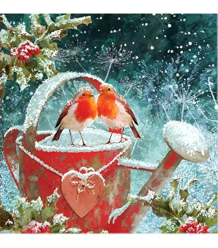 Noel Tatt Charity Christmas Cards Pack Of 10 - Charity Christmas Cards With Robins On A Snowy Watering Can Design - Eco-Friendly Xmas Cards Multipack With Envelopes - View #6
