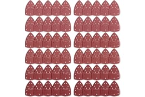 SUGFAY 60 Feuilles Abrasives pour Ponceuse,Triangles Papier Poncage Ponceuse Mouse,Papier Abrasif pour Ponceuse à Souris pour Ponceuses Bosch Multi-Sander,11 trous assortis Grain 40/60/80/120/180/240