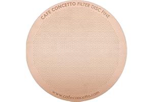 CAFE CONCETTO Filter for use in AeroPress Go/AeroPress Coffee Makers - Disc Fine - Reusable - Premium Coated Stainless Steel (Rose Gold, Metal) - Brew Tips Included